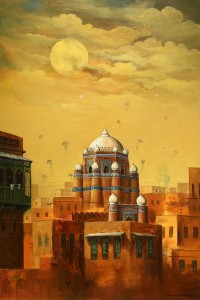 G. N. Qazi, 24 x 36 Inch, Oil on Canvas, Cityscape Painting, AC-GNQ-011